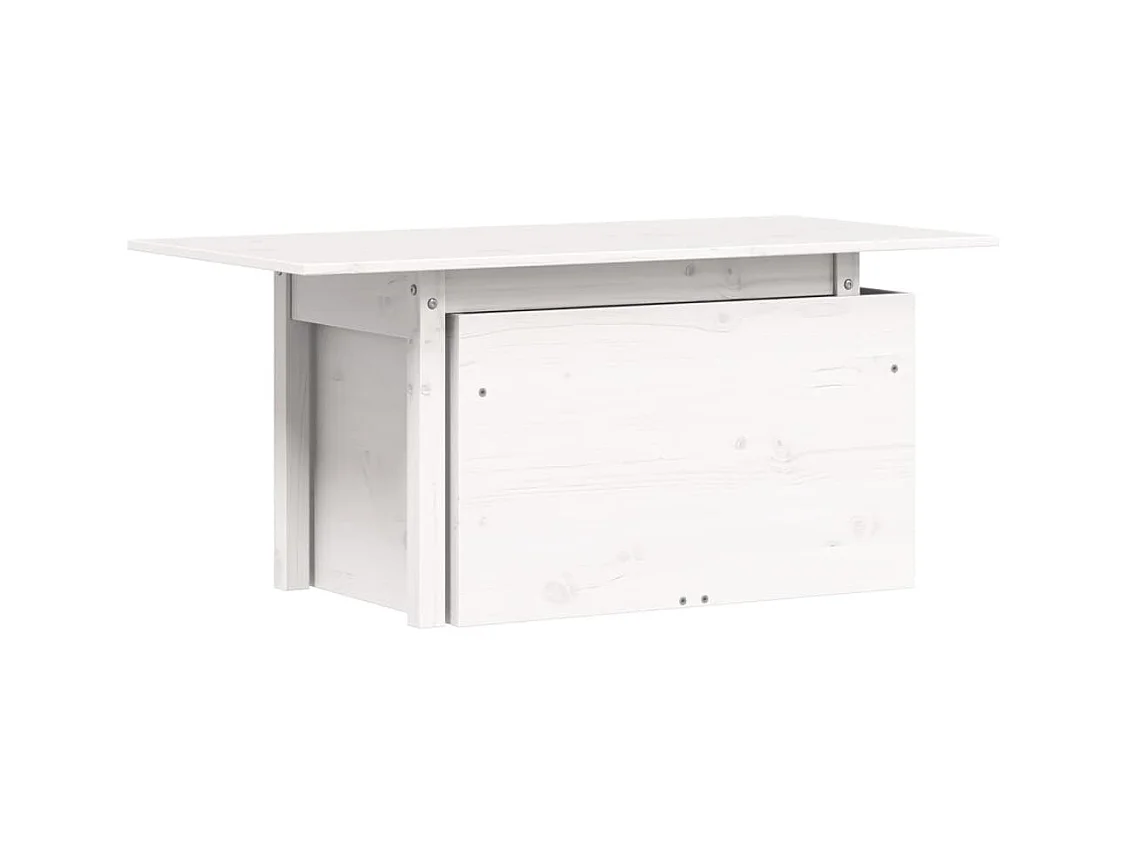 Table de jardin blanc 100x50x75 bois massif de pin