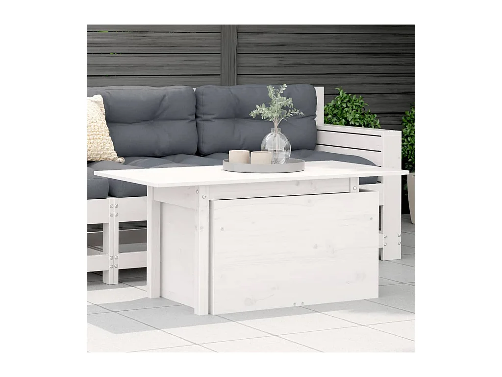 Table de jardin blanc 100x50x75 bois massif de pin