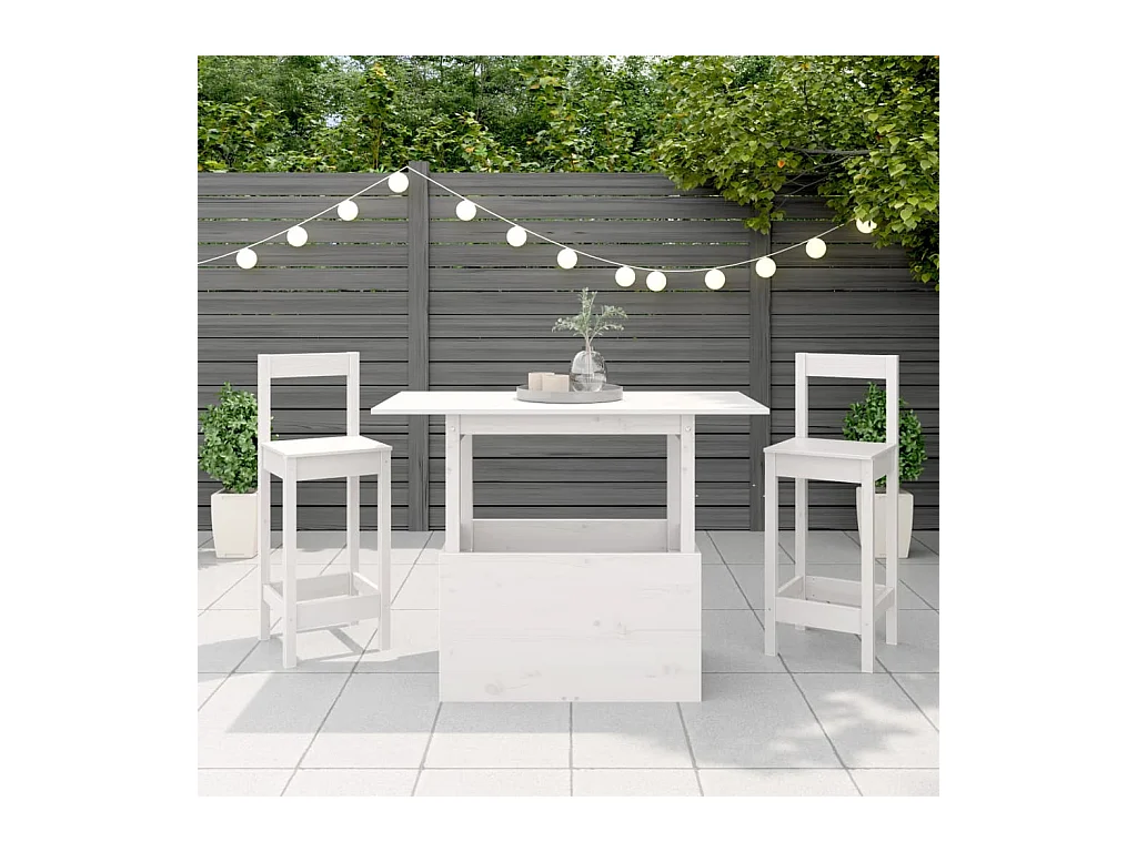 Table de jardin blanc 100x50x75 bois massif de pin