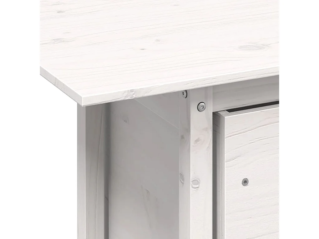 Table de jardin blanc 100x50x75 bois massif de pin