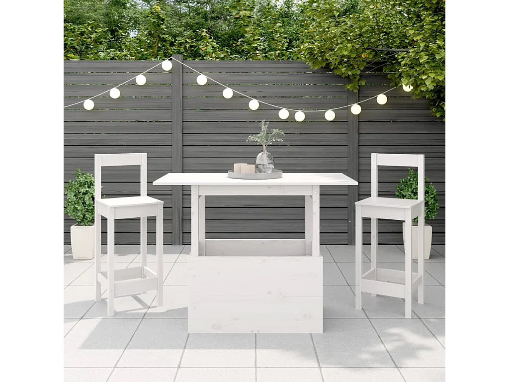 Table de jardin blanc 100x50x75 bois massif de pin