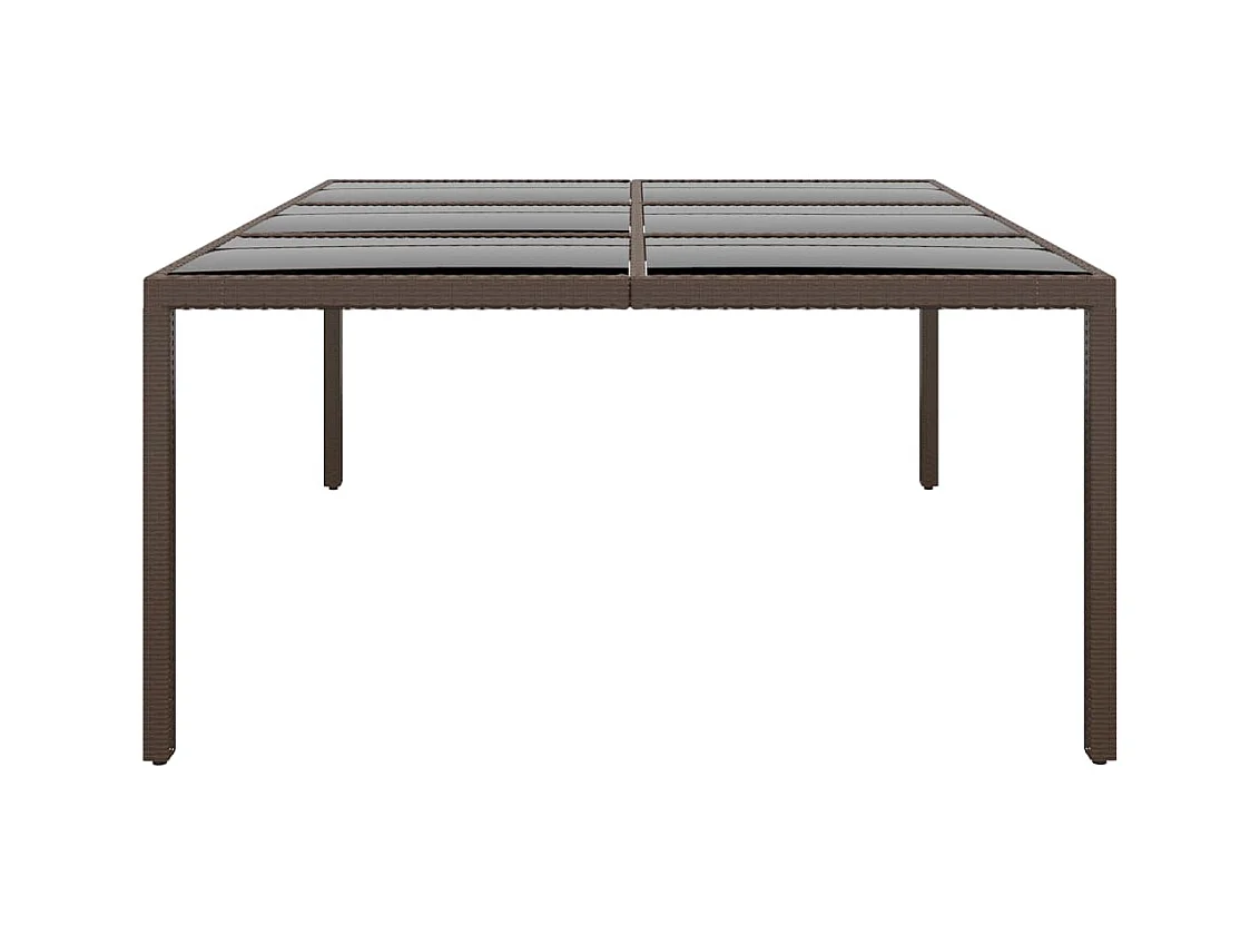 Table de jardin avec dessus en verre Marron 200x150x75 Rotin