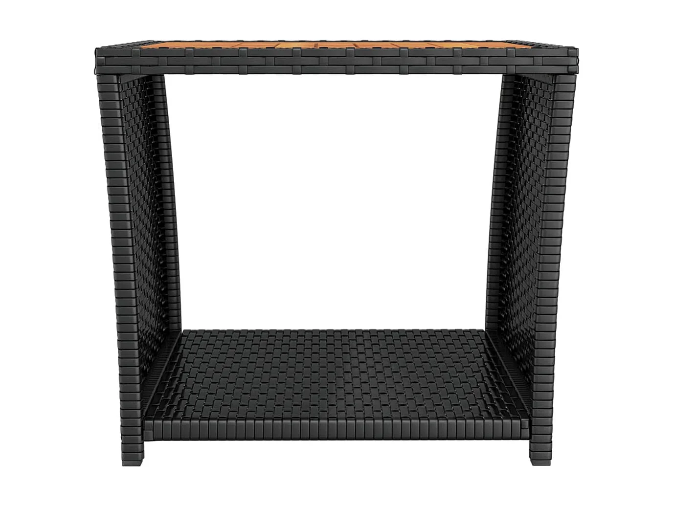 Table à thé et dessus en bois Noir Résine tressée Acacia massif