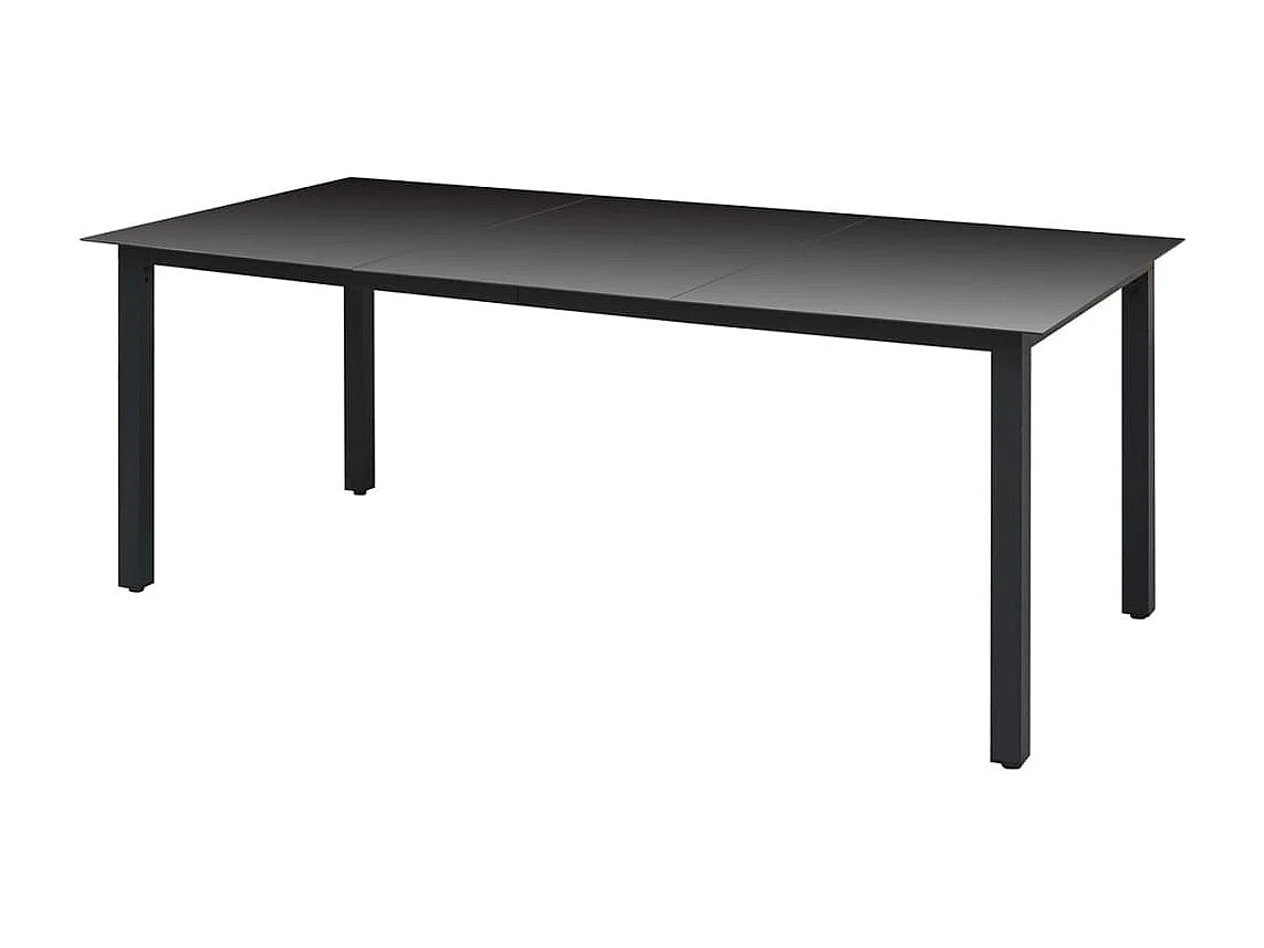 Table de jardin Noir 190 x 90x74 Aluminium et verre