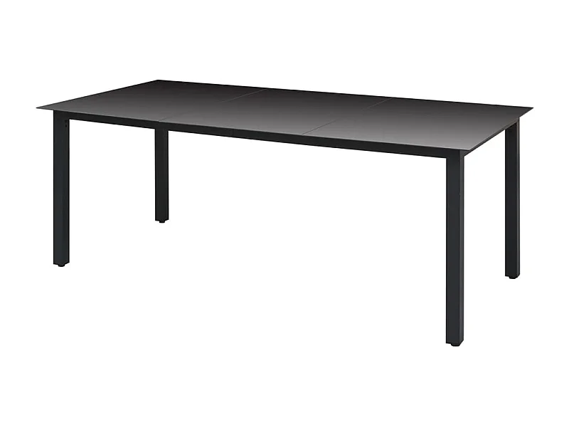 Table de jardin Noir 190 x 90x74 Aluminium et verre