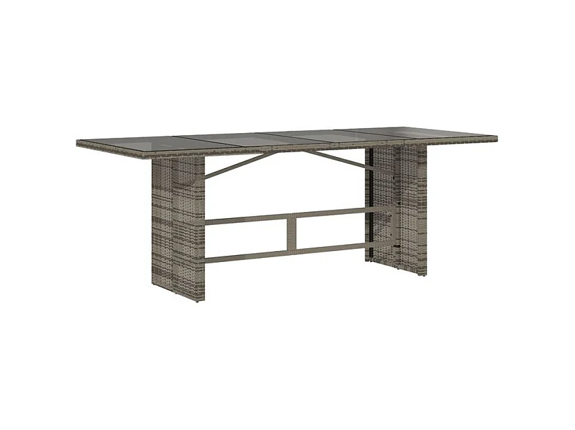 Table de jardin avec dessus en verre gris résine tressée