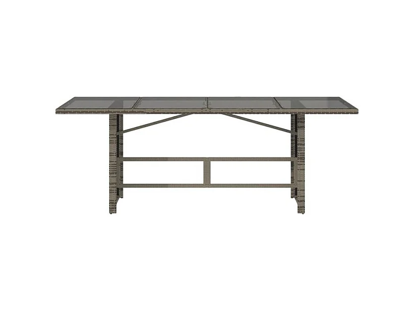 Table de jardin avec dessus en verre gris résine tressée