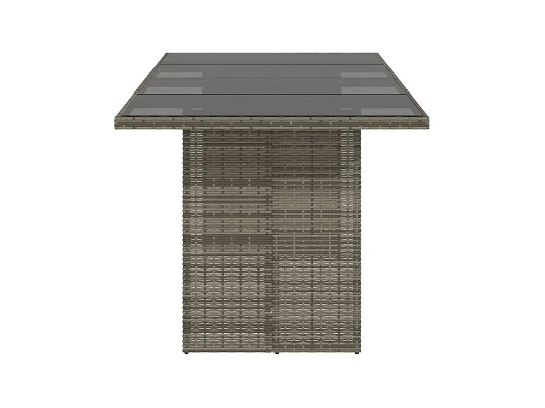 Table de jardin avec dessus en verre gris résine tressée