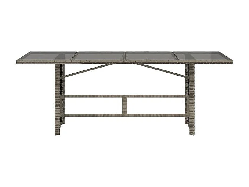 Table de jardin avec dessus en verre gris résine tressée