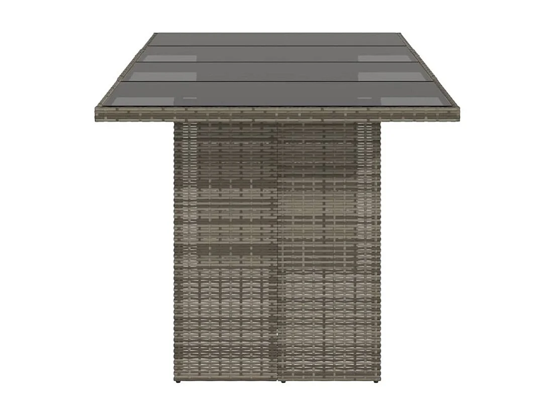 Table de jardin avec dessus en verre gris résine tressée