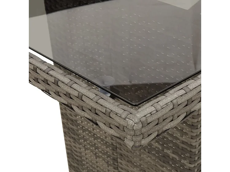 Table de jardin avec dessus en verre gris résine tressée