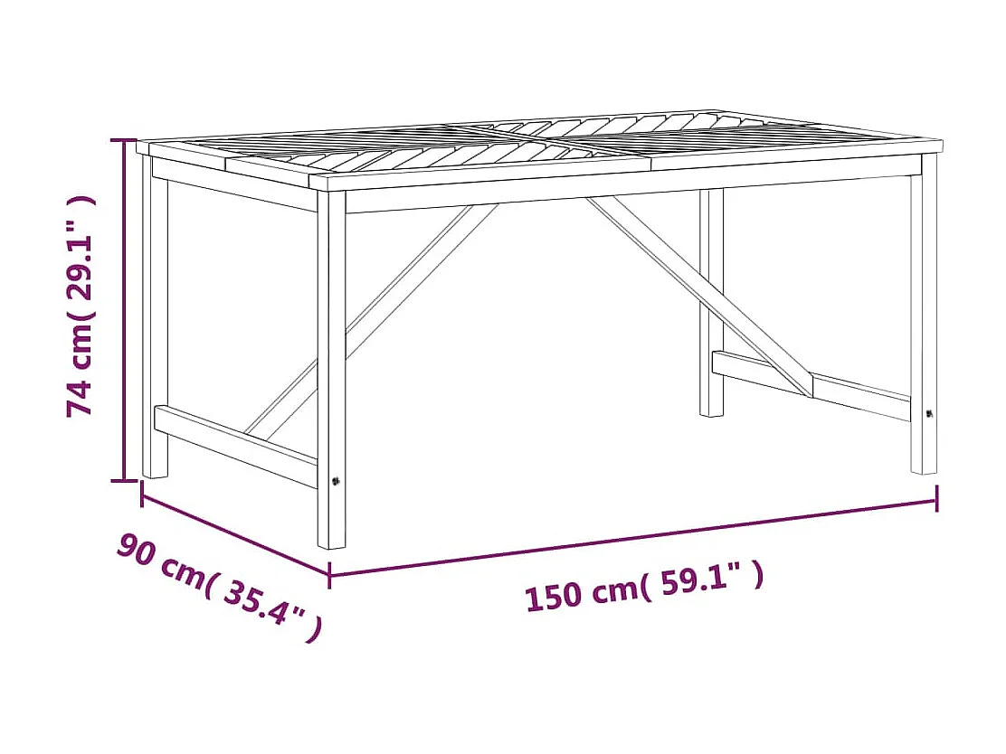 Table à manger de jardin 150x90x74 bois d'acacia solide