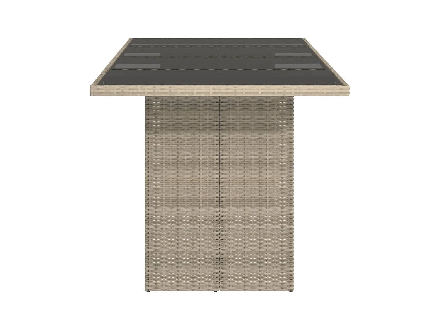 Table de jardin dessus en verre gris clair 190x80x74