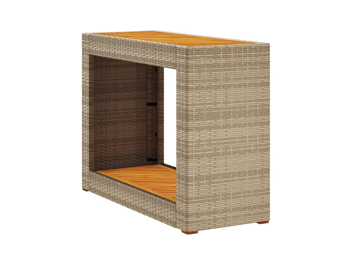 Table d'appoint de jardin dessus en bois beige 100x40x75