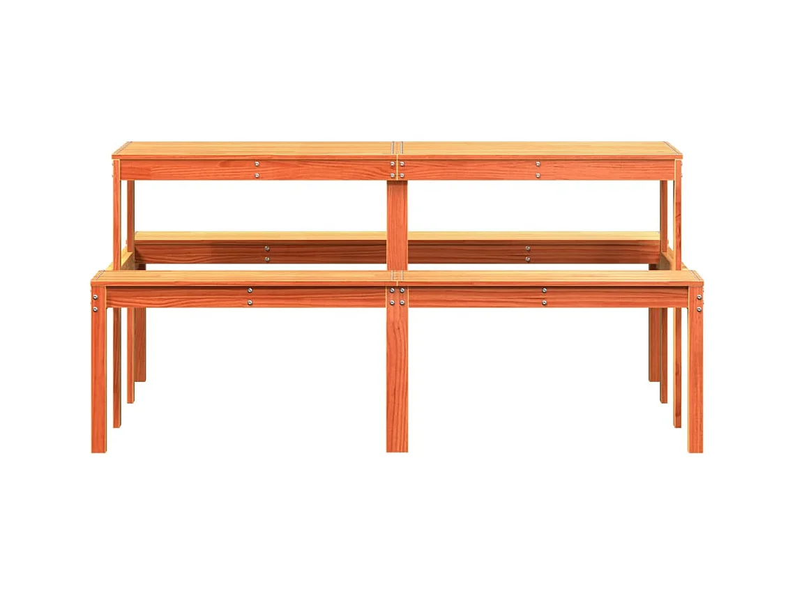 Table de pique-nique marron 160x134x75 bois massif pin