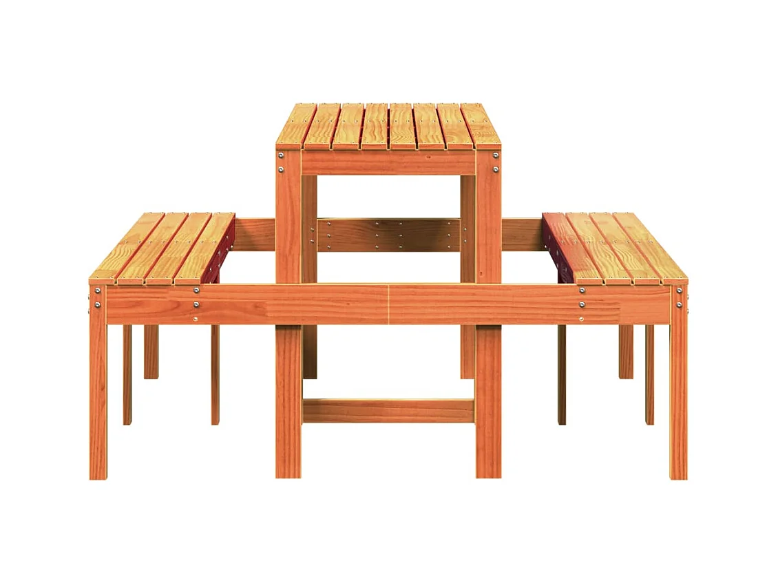 Table de pique-nique marron 160x134x75 bois massif pin