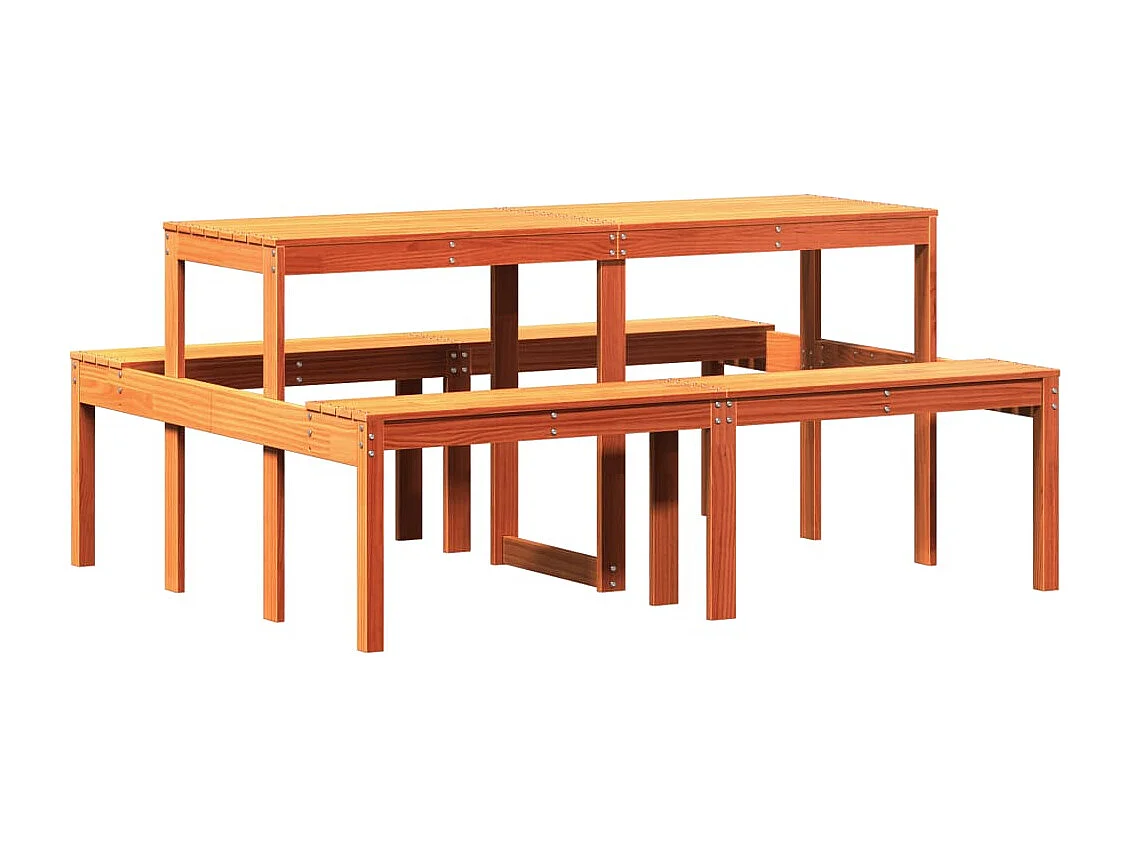 Table de pique-nique marron 160x134x75 bois massif pin