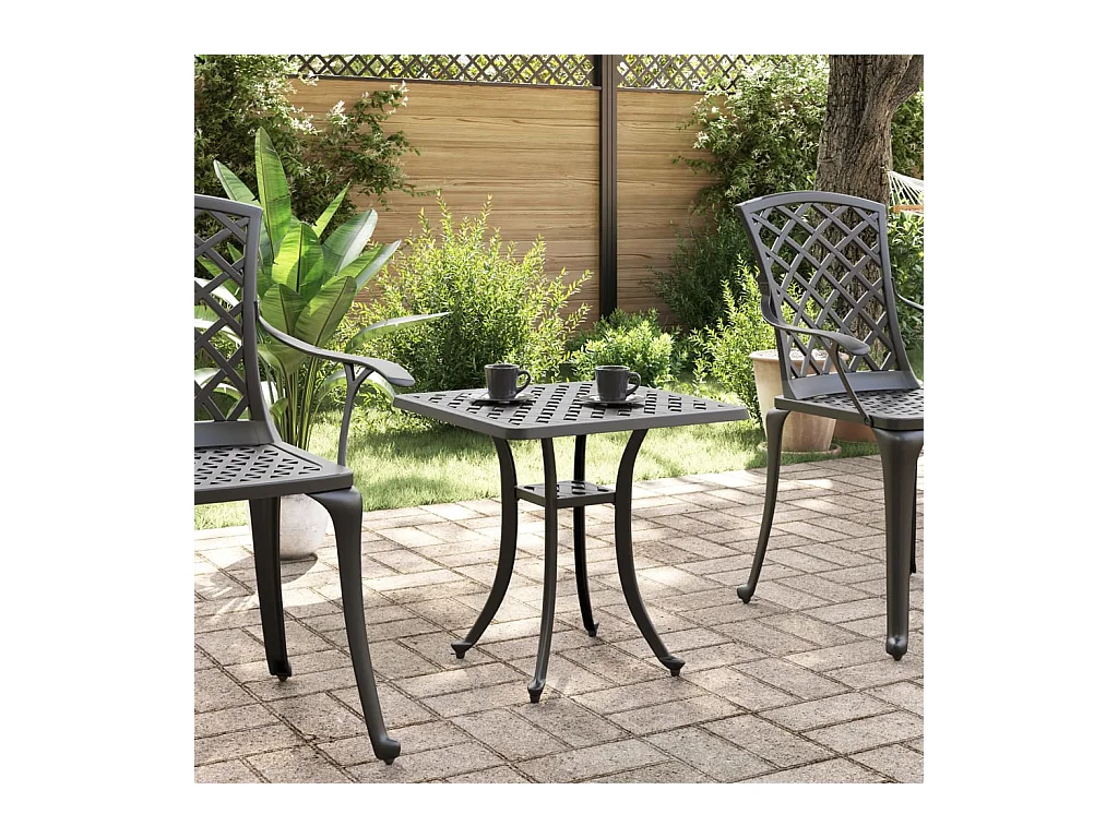 Table de jardin noir 53x53x53 aluminium coulé