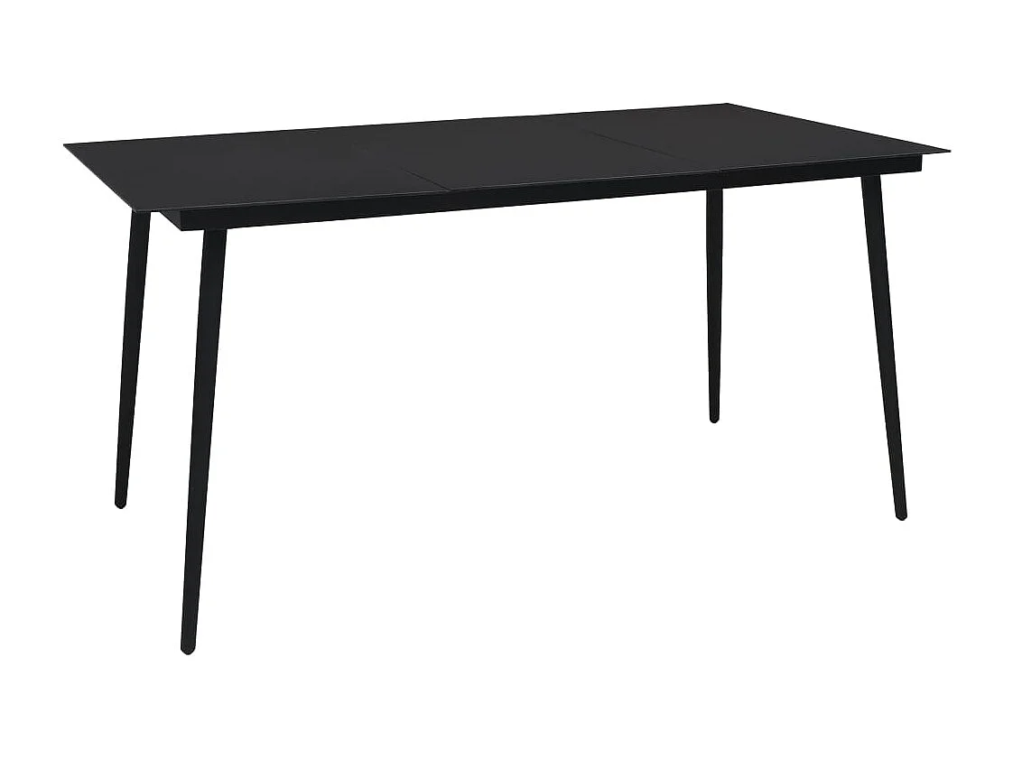 Table à dîner de jardin Noir 150x80x74 Acier et verre 3
