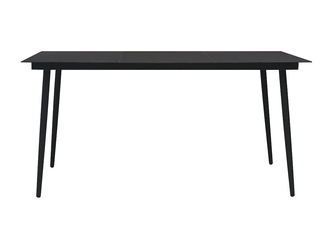 Table à dîner de jardin Noir 150x80x74 Acier et verre 3