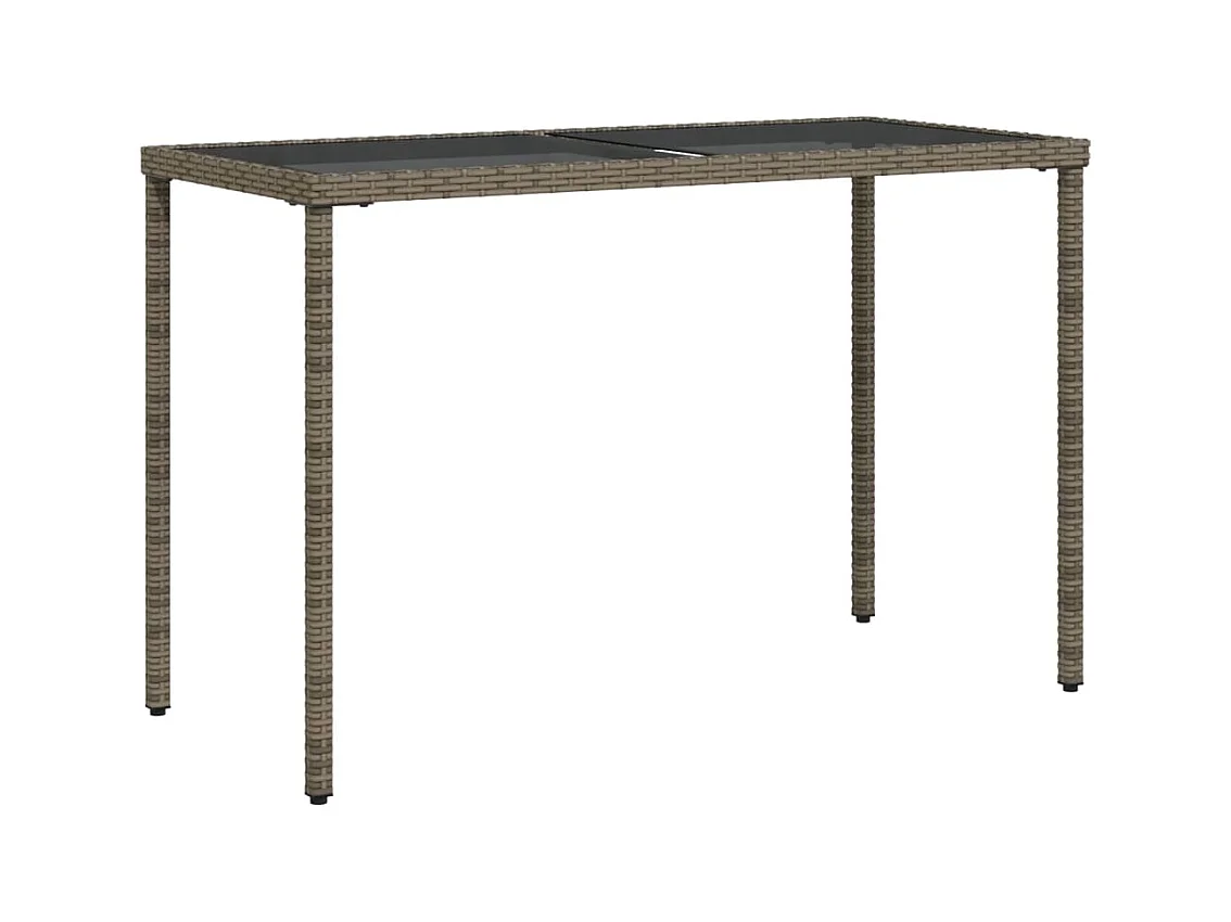 Table de jardin dessus en verre gris 115x54x74 résine tressée