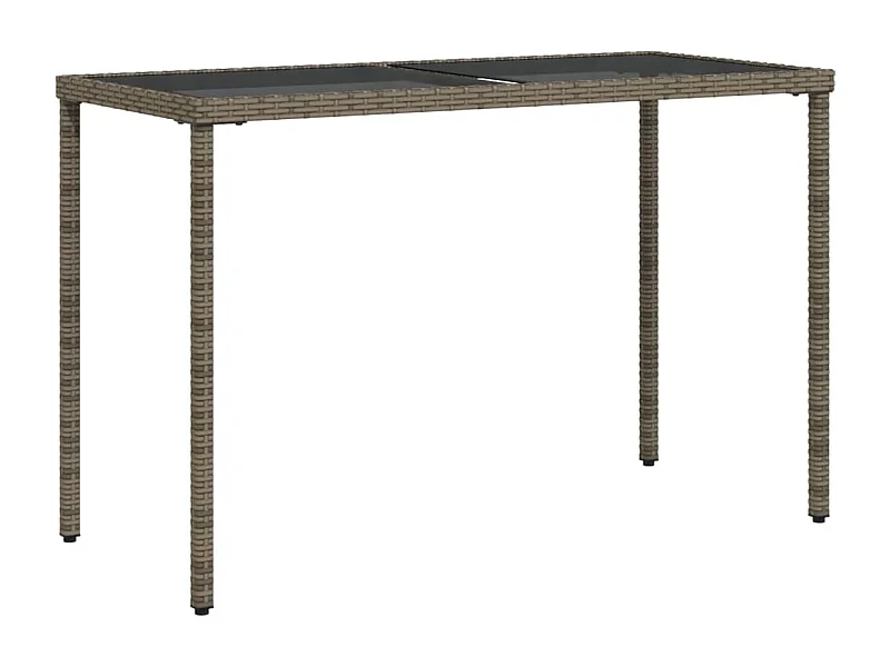 Table de jardin dessus en verre gris 115x54x74 résine tressée