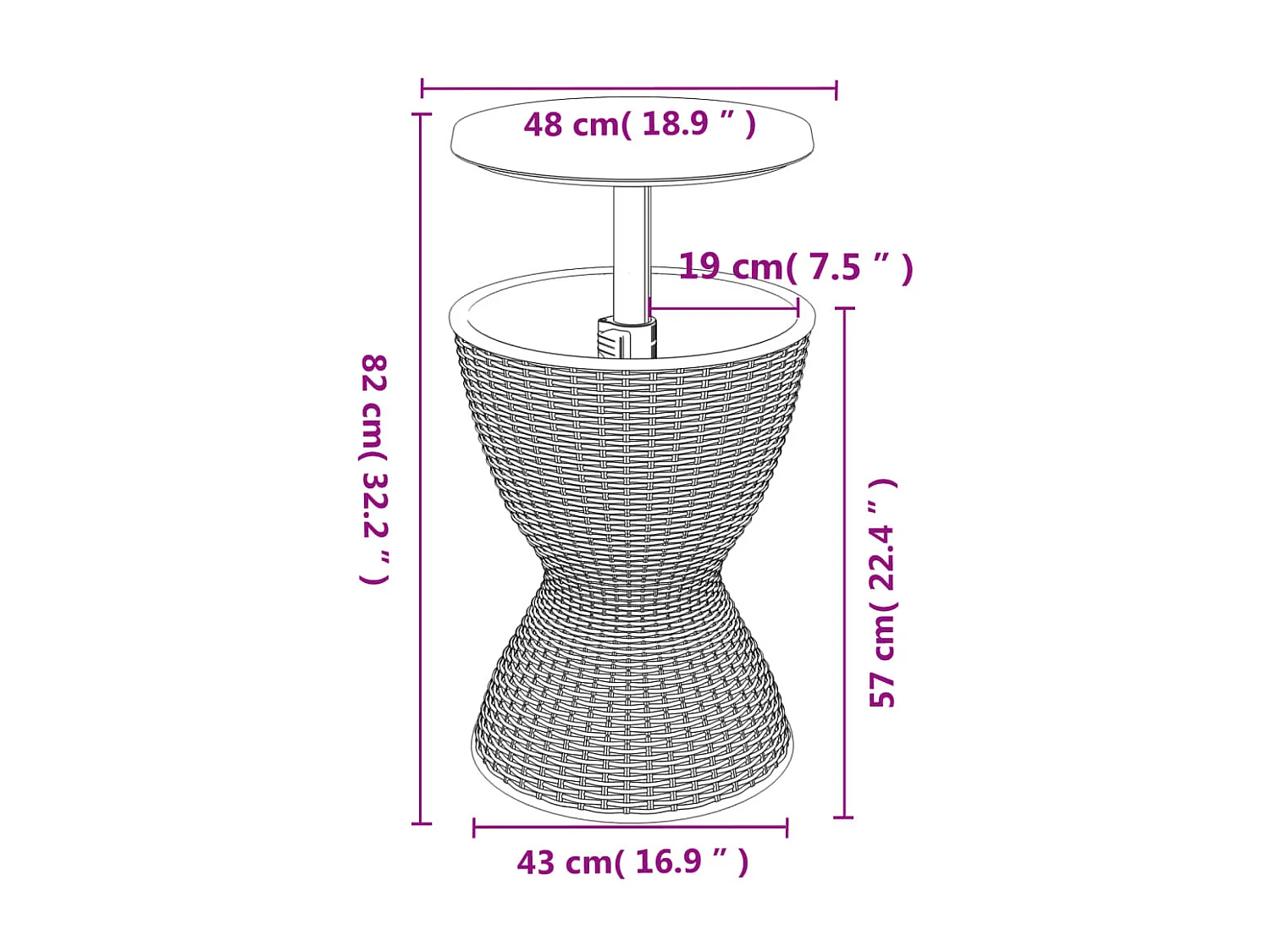 Table à glacière 3 en 1 marron clair polypropylène