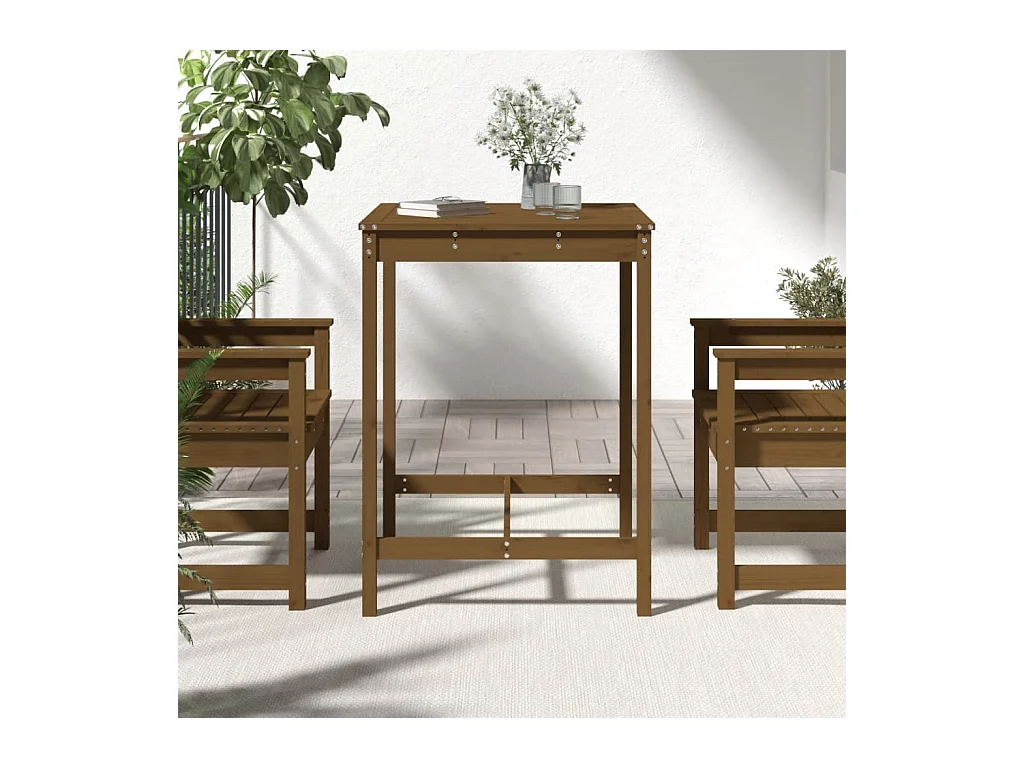 Table de jardin marron miel 82,5x82,5x110 bois massif de pin