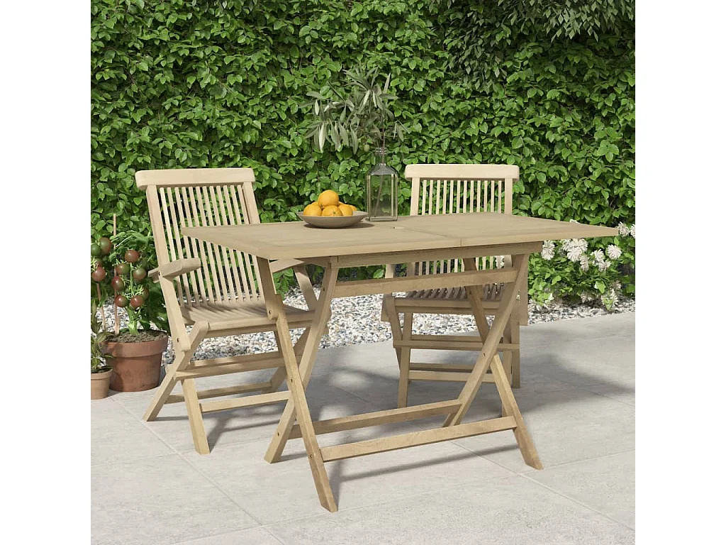 Table de jardin pliante gris 120x70x75 bois de teck solide