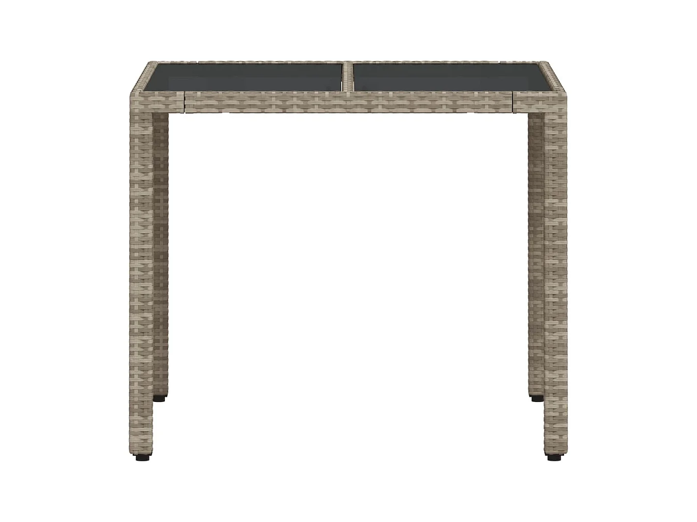 Table de jardin avec dessus en verre gris clair résine tressée