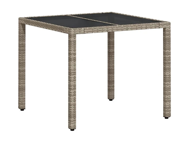 Table de jardin avec dessus en verre gris clair résine tressée