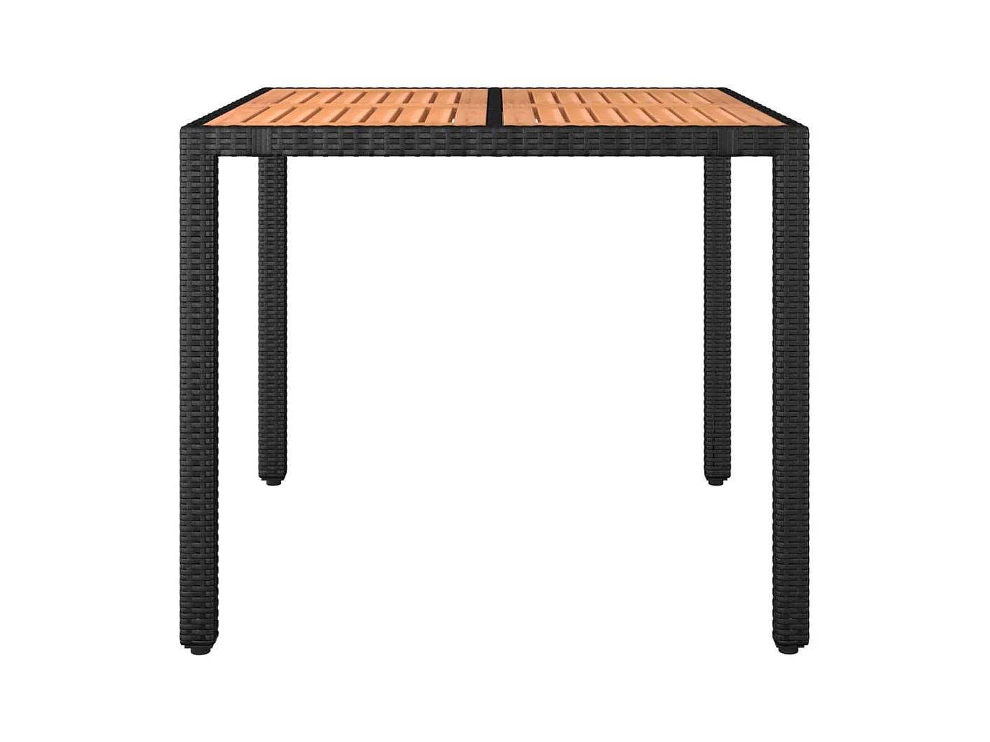 Table de jardin plateau en bois Noir Résine tressée bois massif