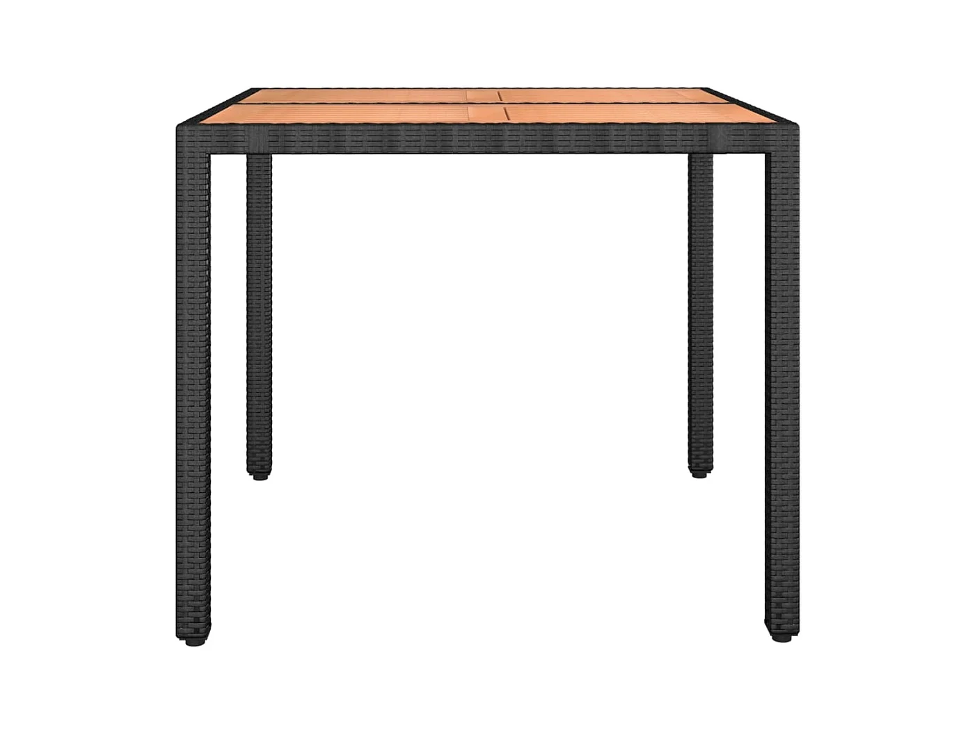 Table de jardin plateau en bois Noir Résine tressée bois massif