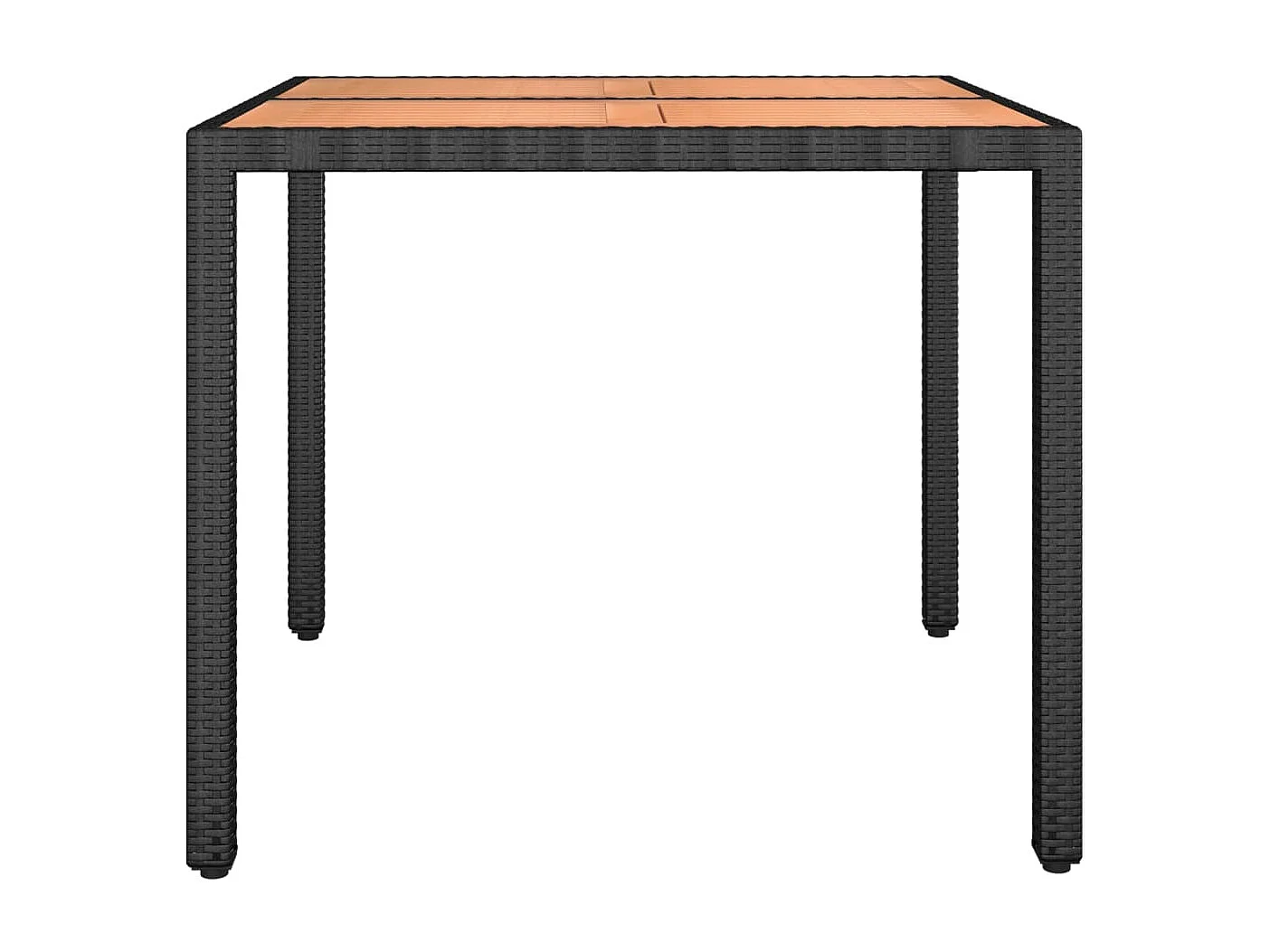 Table de jardin plateau en bois Noir Résine tressée bois massif