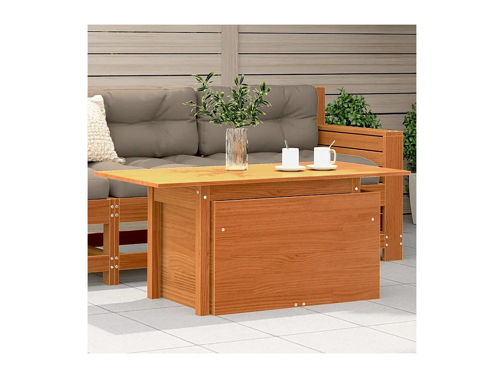 Table de jardin marron 100x50x75 bois massif de pin