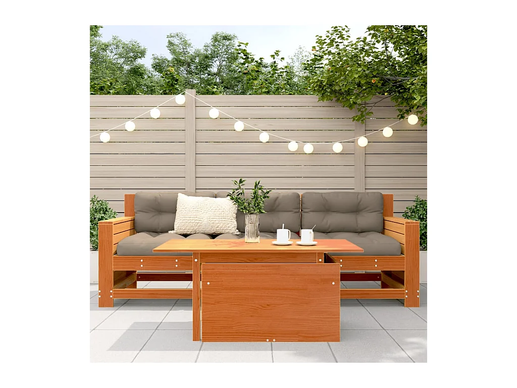 Table de jardin marron 100x50x75 bois massif de pin