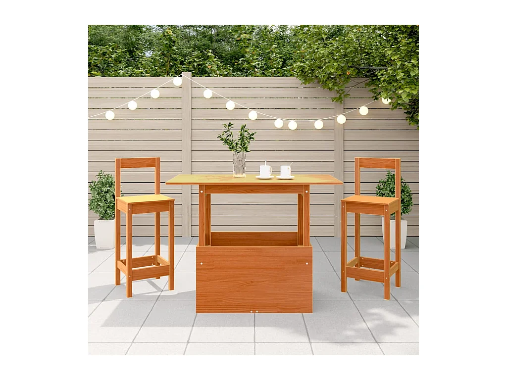 Table de jardin marron 100x50x75 bois massif de pin