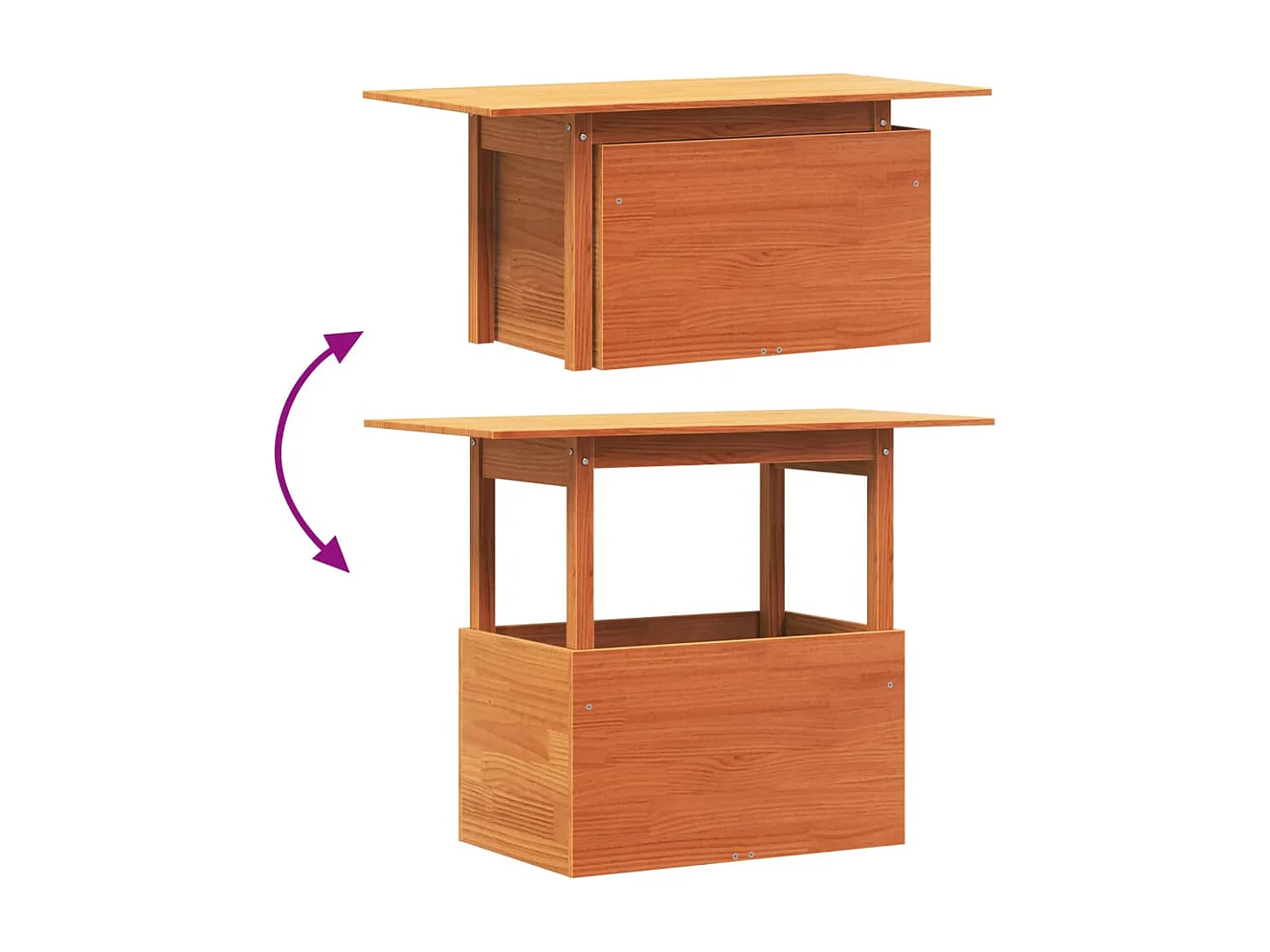 Table de jardin marron 100x50x75 bois massif de pin