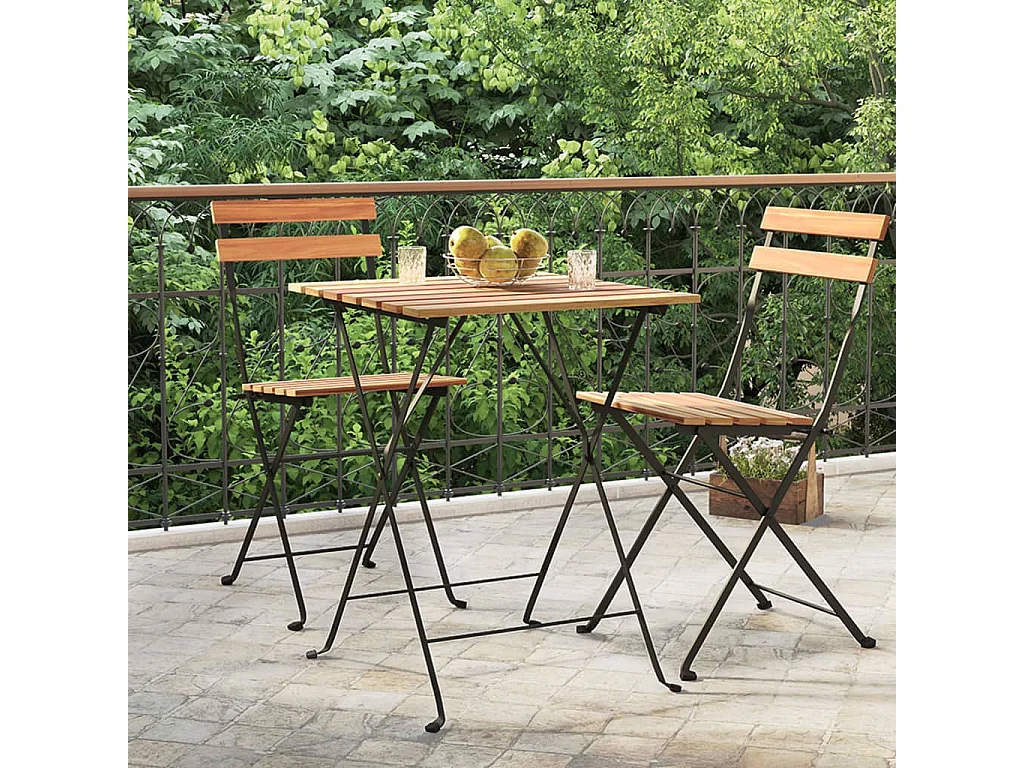 Table de bistro pliante 55x54x71 Bois de teck solide et acier