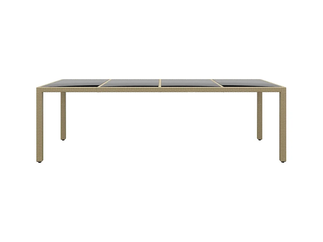 Table de jardin avec dessus en verre beige résine tressée