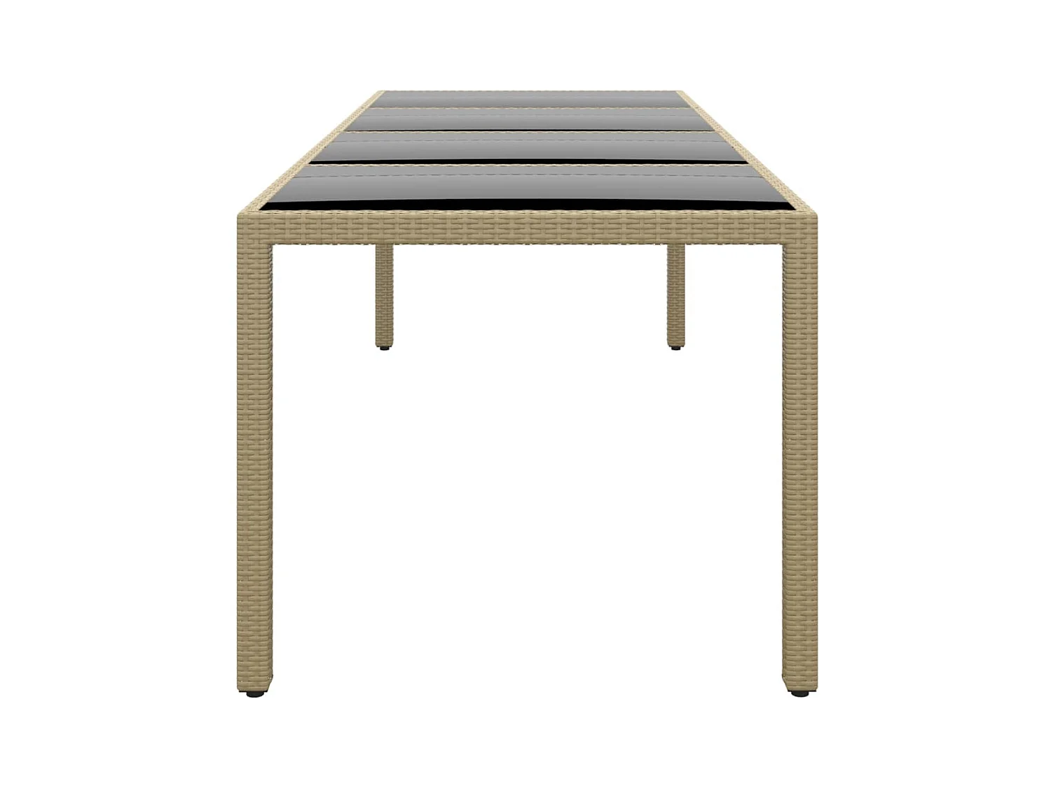 Table de jardin avec dessus en verre beige résine tressée