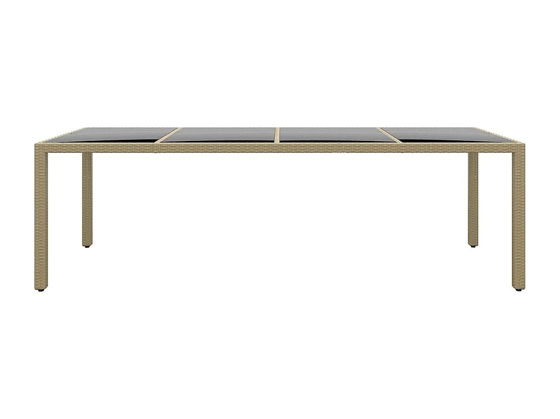 Table de jardin avec dessus en verre beige résine tressée
