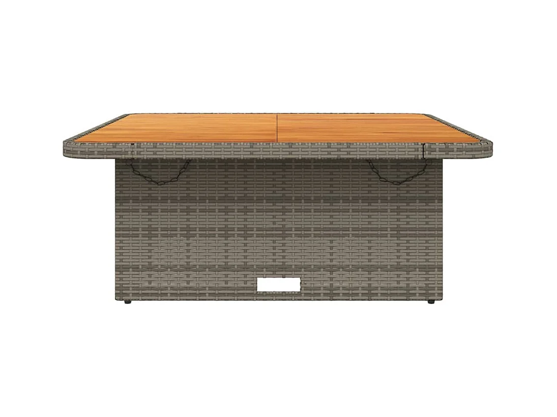 Table de jardin gris 110x110x71 Résine tressée bois d'acacia