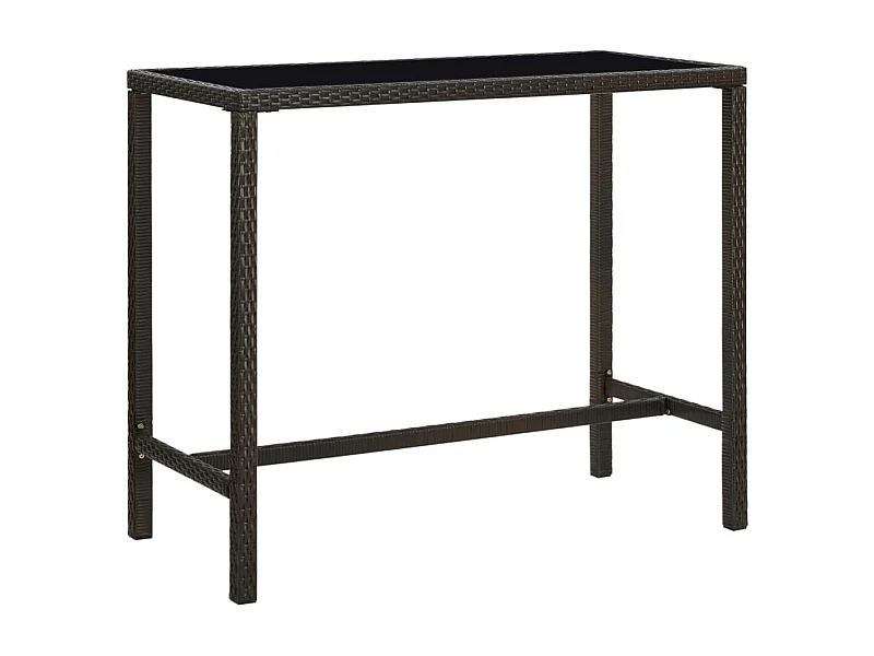Table de bar de jardin Marron 130x60x110 Résine tressée verre