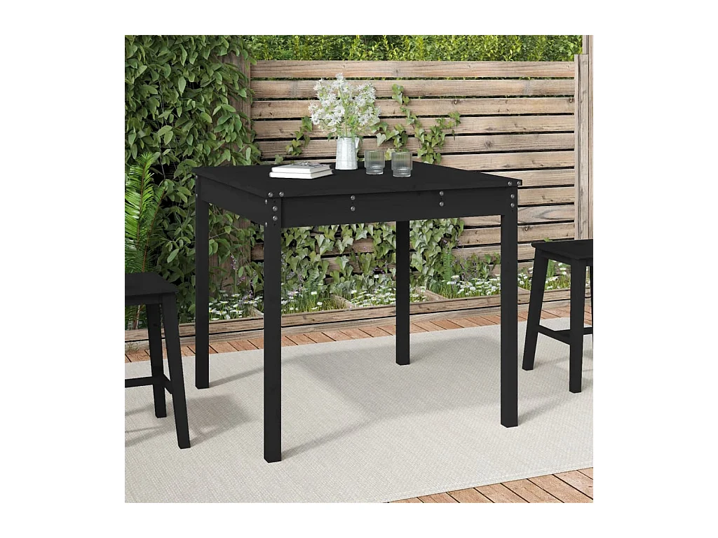 Table de jardin noir 82,5x82,5x76 bois massif de pin