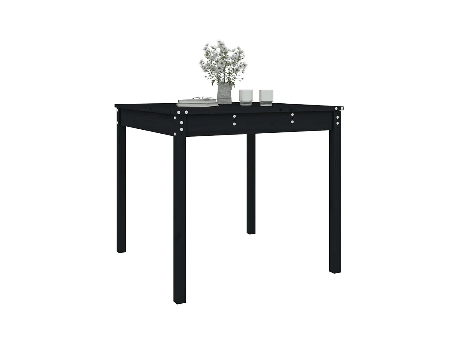 Table de jardin noir 82,5x82,5x76 bois massif de pin