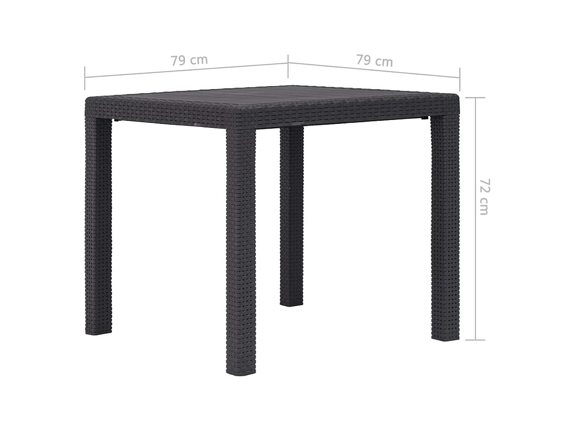 Table de jardin Marron 79x79x72 Plastique Aspect de rotin