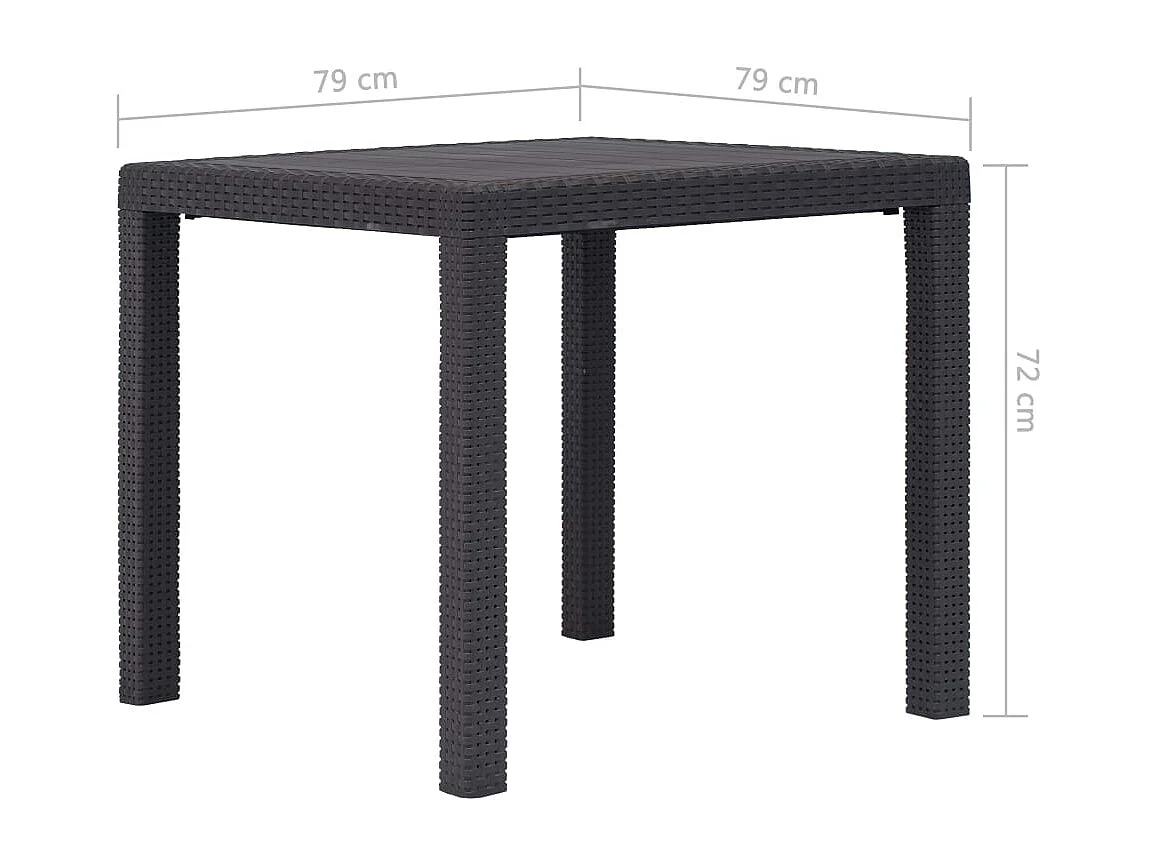 Table de jardin Marron 79x79x72 Plastique Aspect de rotin