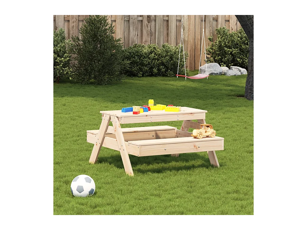 Table de pique-nique pour enfants 88x97x52 bois massif de pin