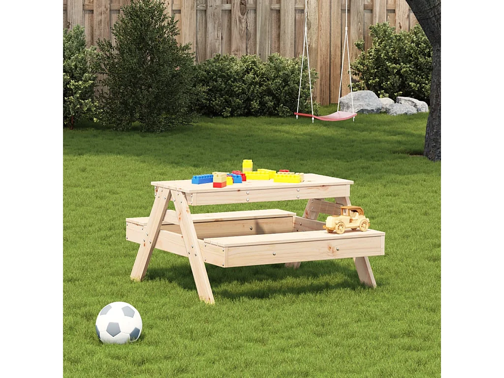 Table de pique-nique pour enfants 88x97x52 bois massif de pin